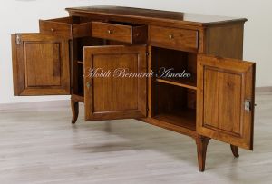 Sideboard handcrafted in solid walnut wood with 3 doors and 3 drawers